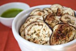 Eggplant Chips with Basil Pesto