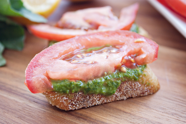 Dairy Free Nut Free Pesto Toast with Tomato