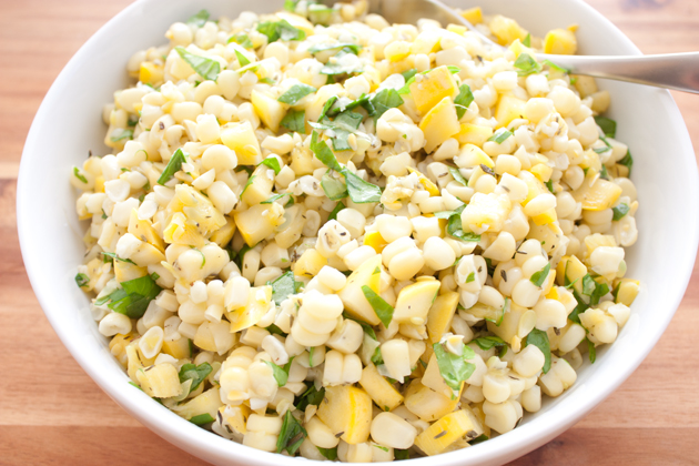 Summer Squash Corn Watercress Salad with Thyme