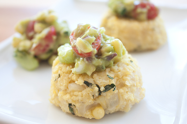 Organic Corn Millet Cakes with Corn Avocado Salsa Organic Corn Millet Cakes with Corn Avocado Salsa